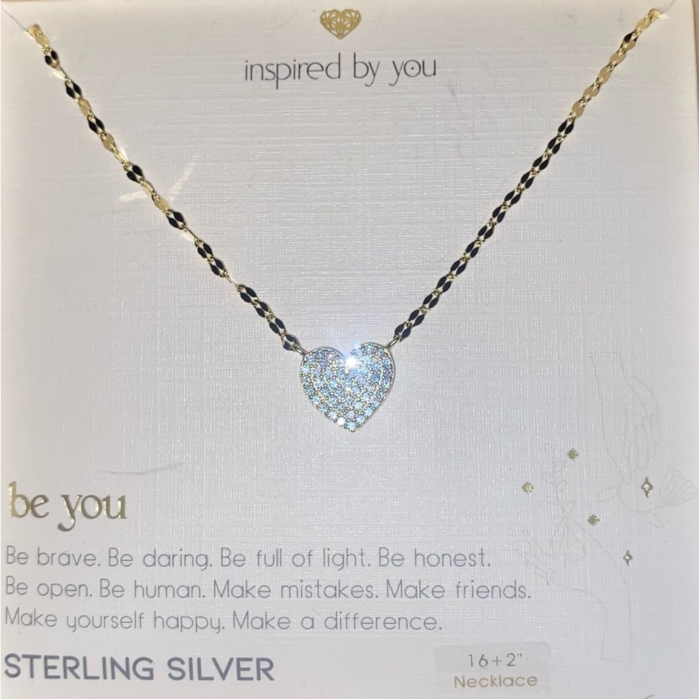 BNIB Inspired By You “Heart” Sterling Silver 14Kt Gold Plated Necklace